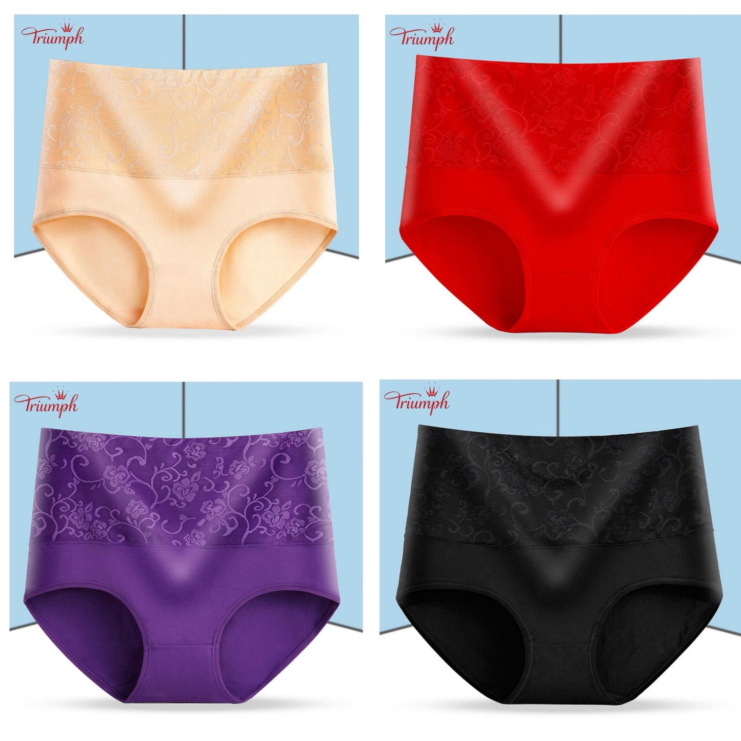 Triumph - Ingyenes Szállítás,4 csomag Kényelmes Fehérnemű,Csipke Mintás Felület,Kétrétegű Pamut lépésbetét