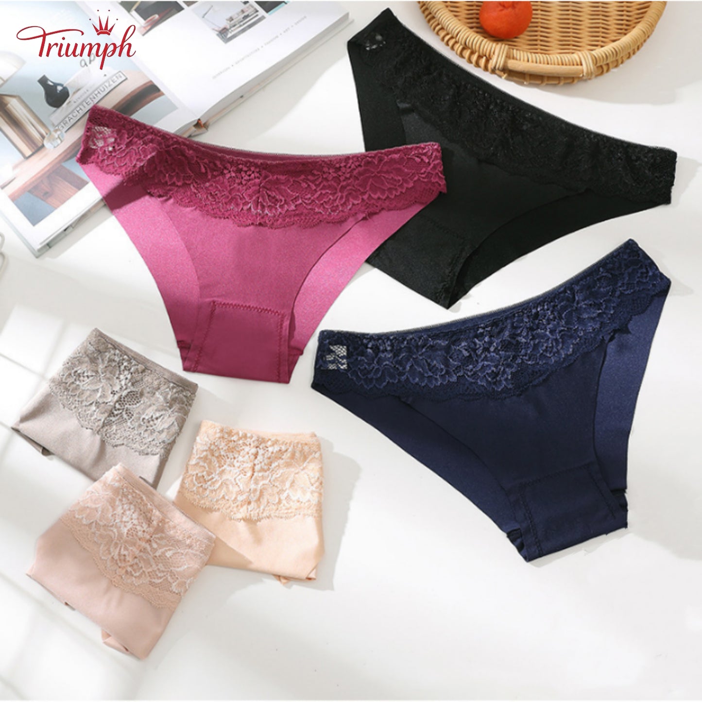 Triumph - Ingyenes Szállítás，4 Csomagos női Fehérnemű，Csipke，Selyem és Pamut，4 Szín，40-85 kg és afeletti