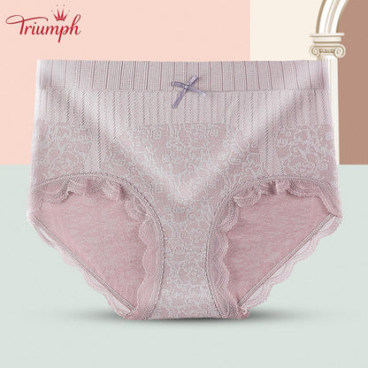 Triumph - Ingyenes Szállítás，4 Pár Kényelmes, légáteresztő, Magas Derekú Alsónadrág，Csipke Szegély