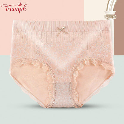 Triumph - Ingyenes Szállítás，4 Pár Kényelmes, légáteresztő, Magas Derekú Alsónadrág，Csipke Szegély