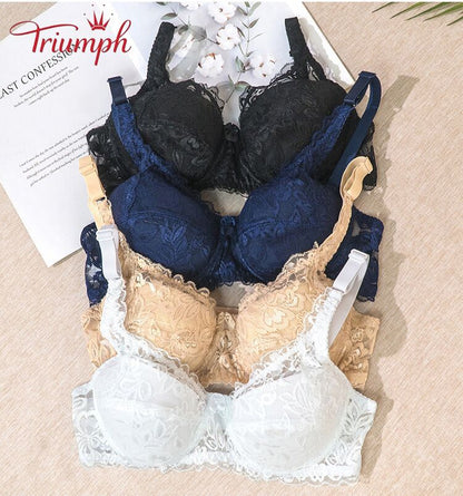 Triumph - Сутиен 3 Опаковка，Triumph Amourette 300，Нов секси сутиен с дантелен пуш ап с голям размер