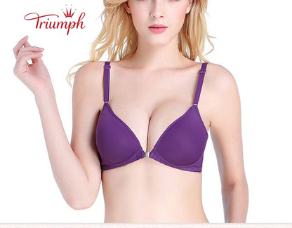 Triumph - Zestaw 3 Biustonoszy, Biustonosz na guziki z przodu, Biustonosz bez fiszbin, Seksowny, Wygodny, Bezśladowy, Push Up